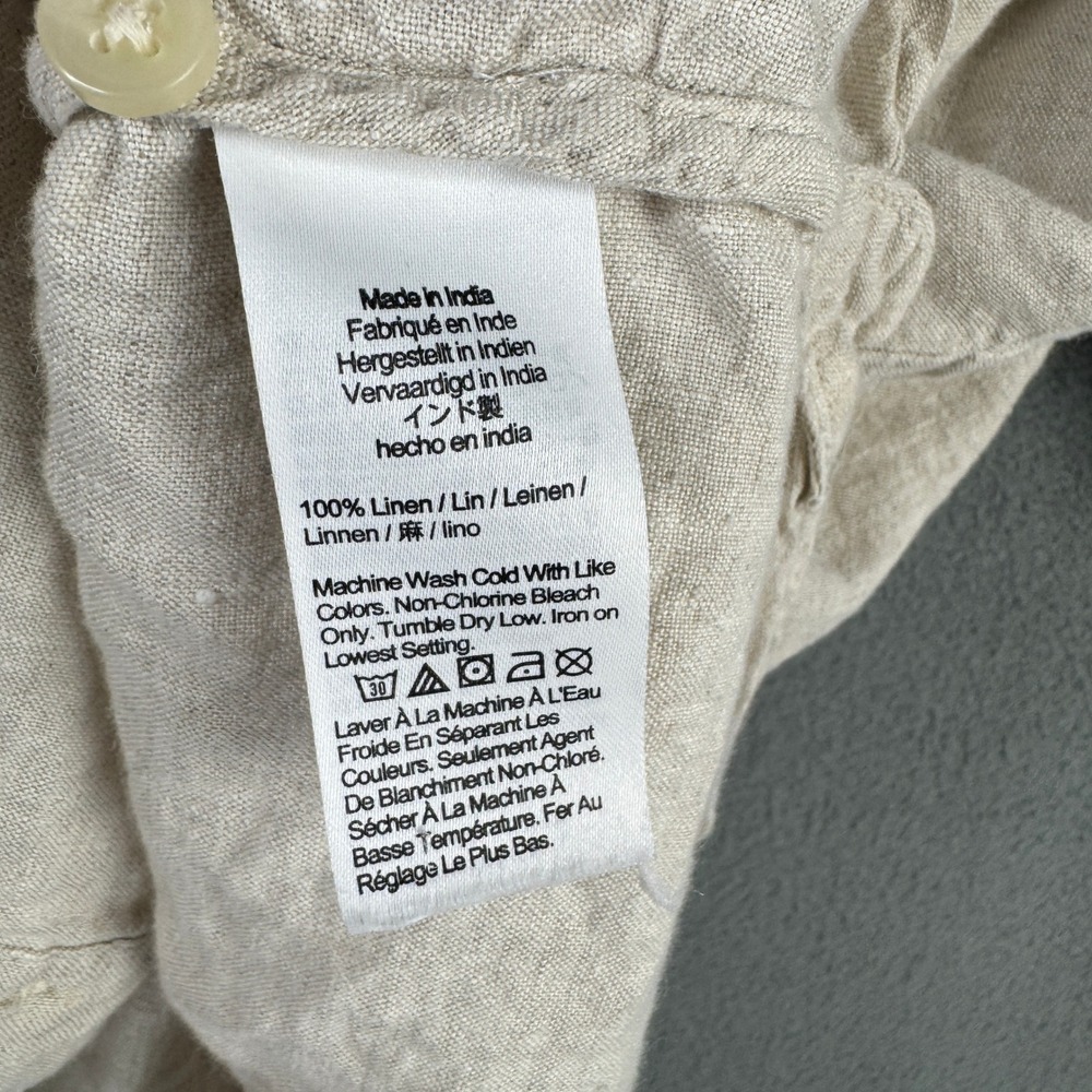 J.Crew Relaxed Short-Sleeve 100% Linen Shirt Beige AY665 Women Size M Button Up - Picture 4 of 7